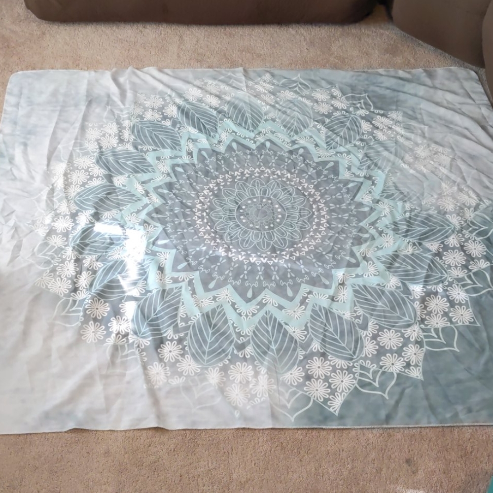 Gray, Blue, and White Tapestry